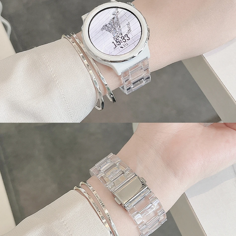 Ban Nhạc Dành Cho Samsung Galaxy Samsung Galaxy Đồng Hồ 4 Classic 5 Pro Hoạt Động 2/Gear S3 Thời Trang Nhựa Trong Suốt Vòng Tay Đồng Hồ Huawei VGA GT 3 Dây 22Mm 20Mm