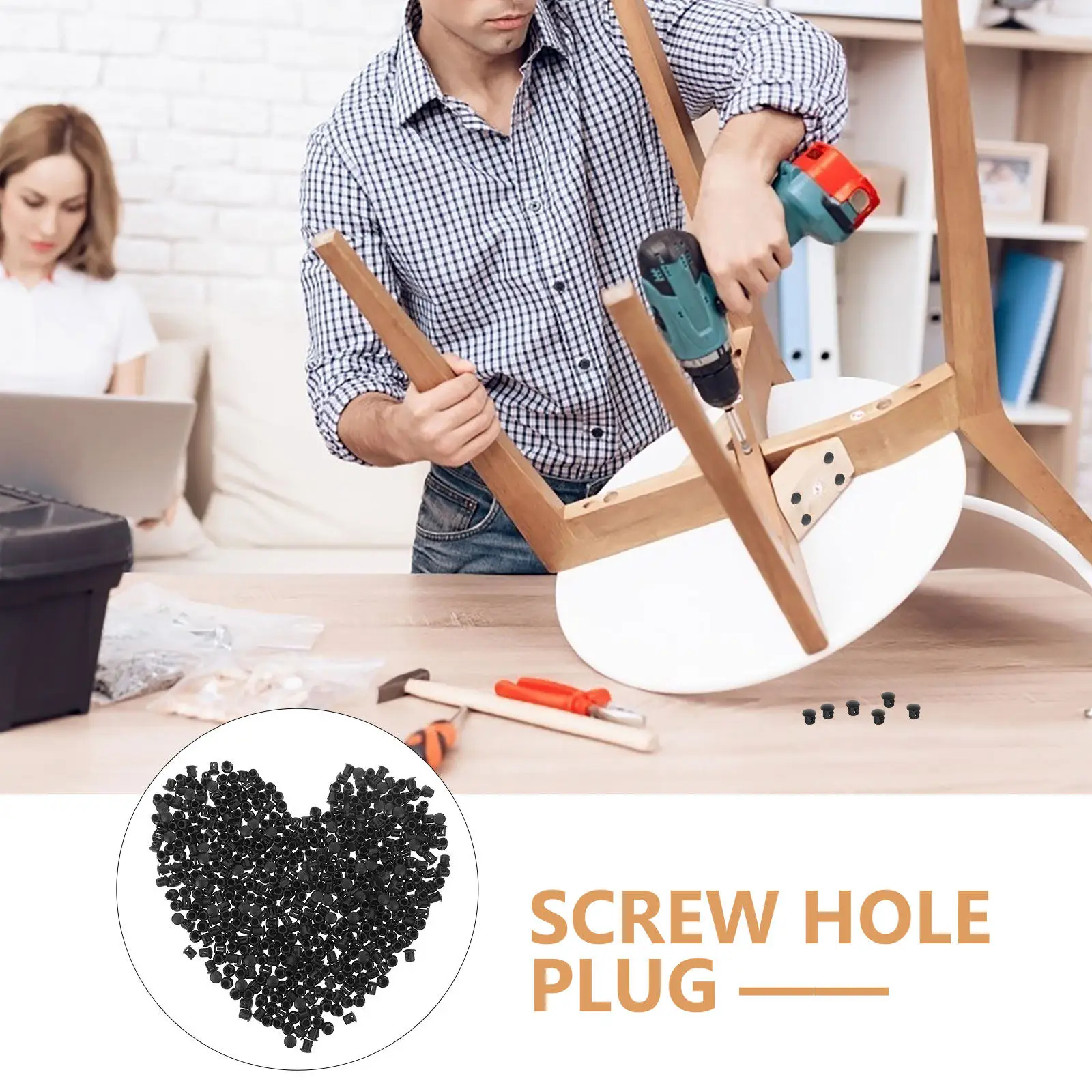 1000Pcs Plastic Hole Plugs Snap-in Furniture Screw Hole Covers for Chairs Tables Cabinets End Caps Dust Protection Wear - view 6