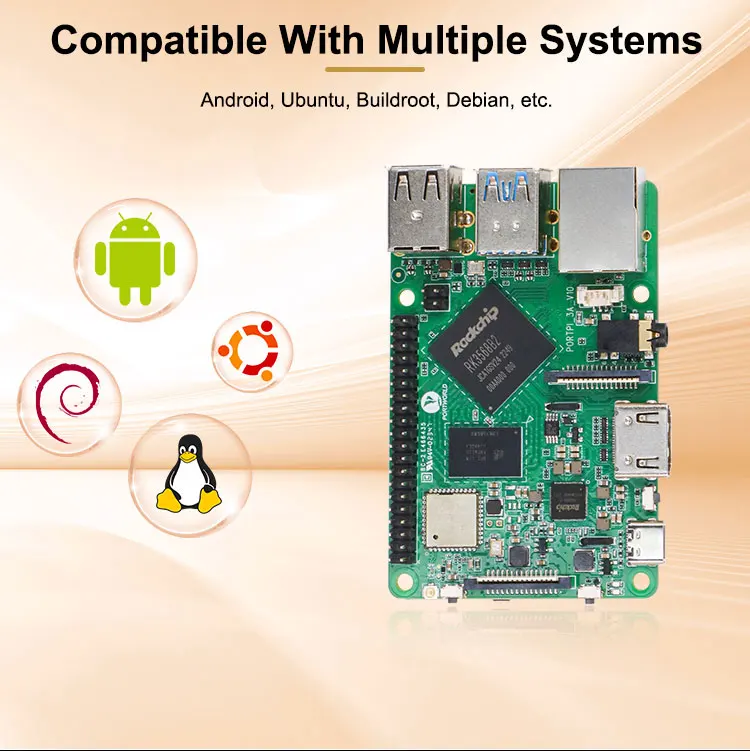 PortPi 3A RK3568 SBC Single Board Computer DDR4 Embedded Linux Debian Ubuntu Buildroot Industrial IoT Development Board