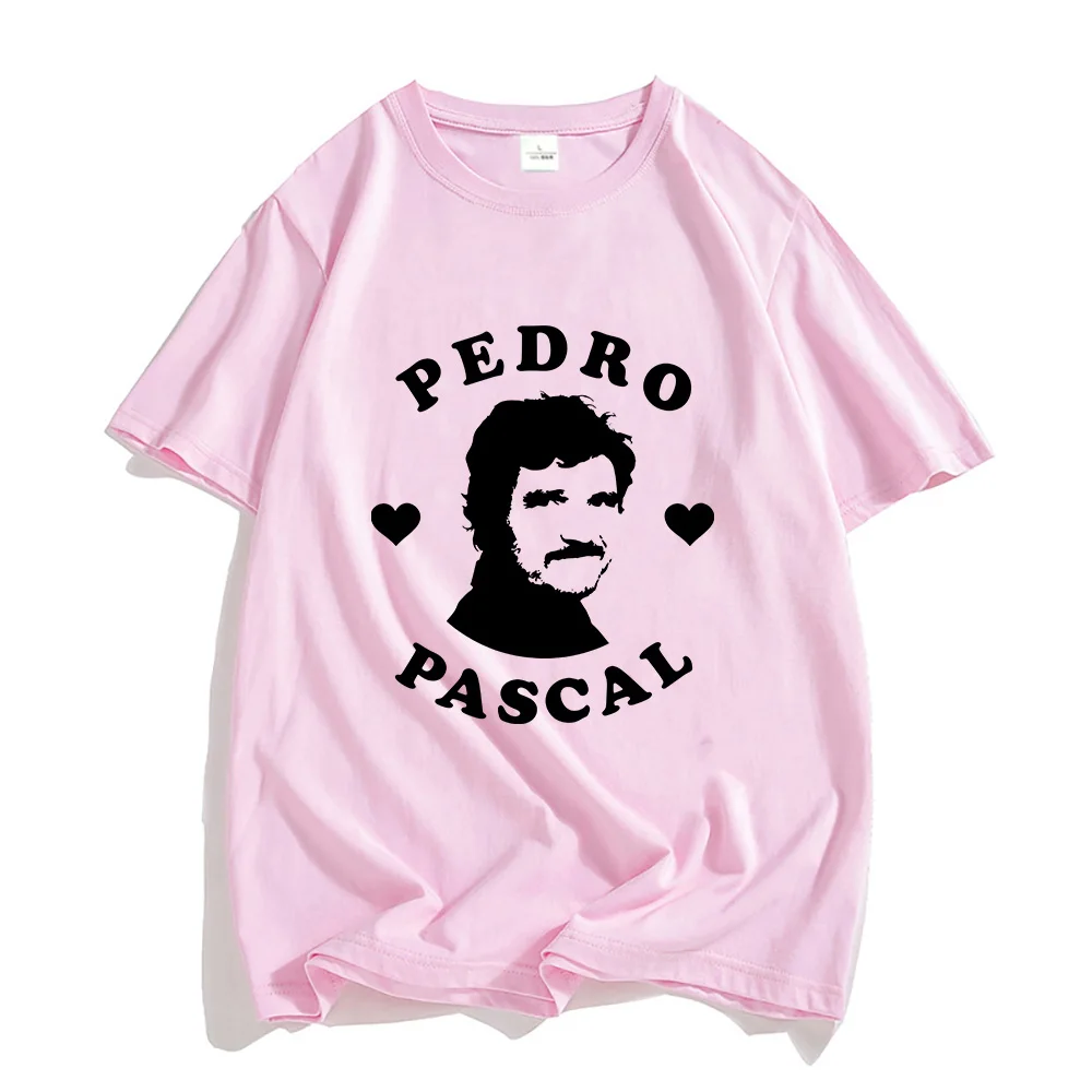 Pedro Pascal Prince Actor T-shirts MEN Love Heart Tshirts 100% Cotton High Quality T Shirts Figure Silhouette Individualization