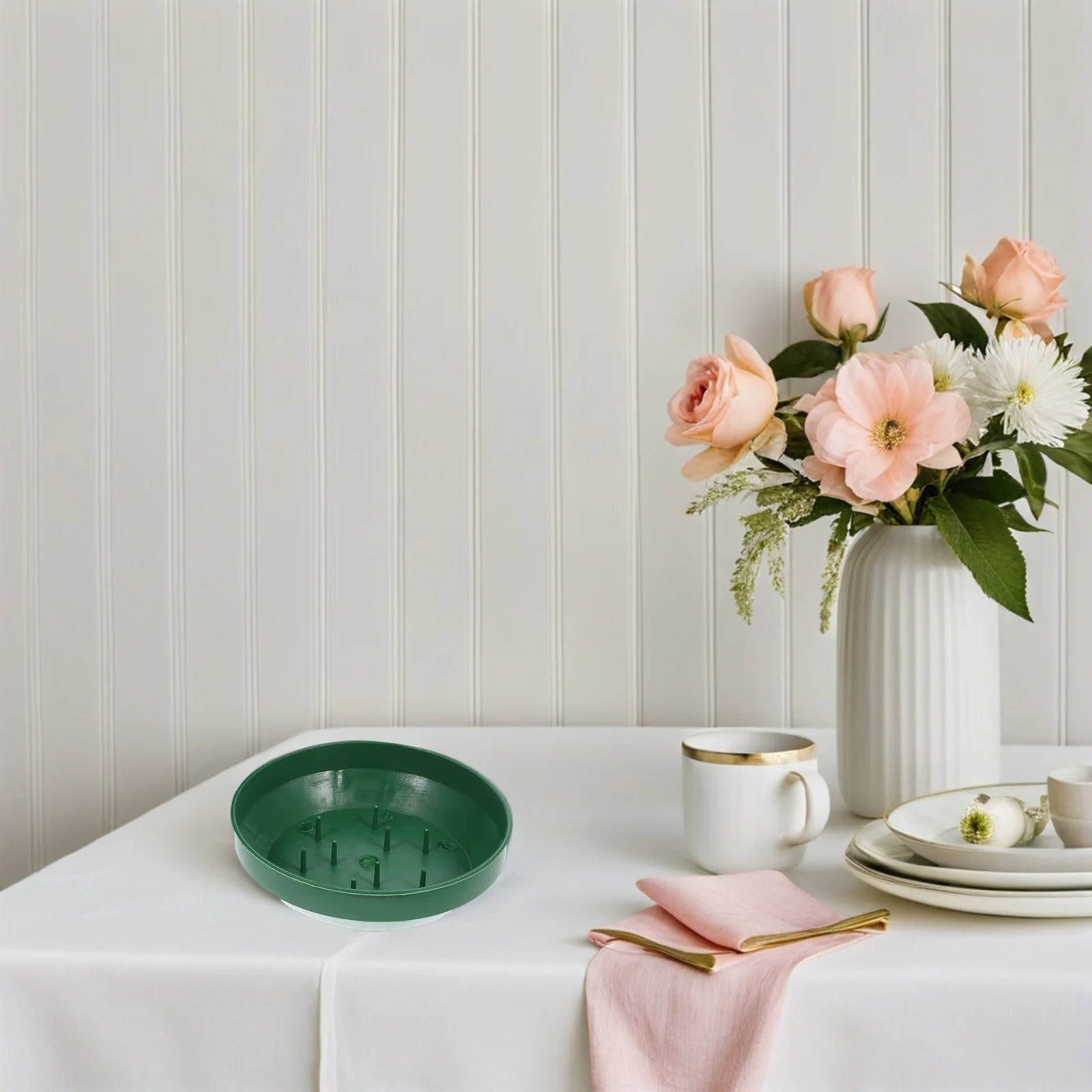 

25Pcs Round Plastic Flower Arrangement Bowl Floral Base Tray for Fresh Flowers Wedding Party Holiday Decorations Reusable