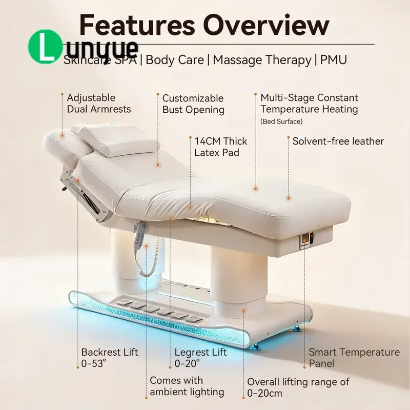 Professional Electric Beauty Bed Facial Treatment Table for Spa Skin Care Center Adjustable Height Comfortable Design