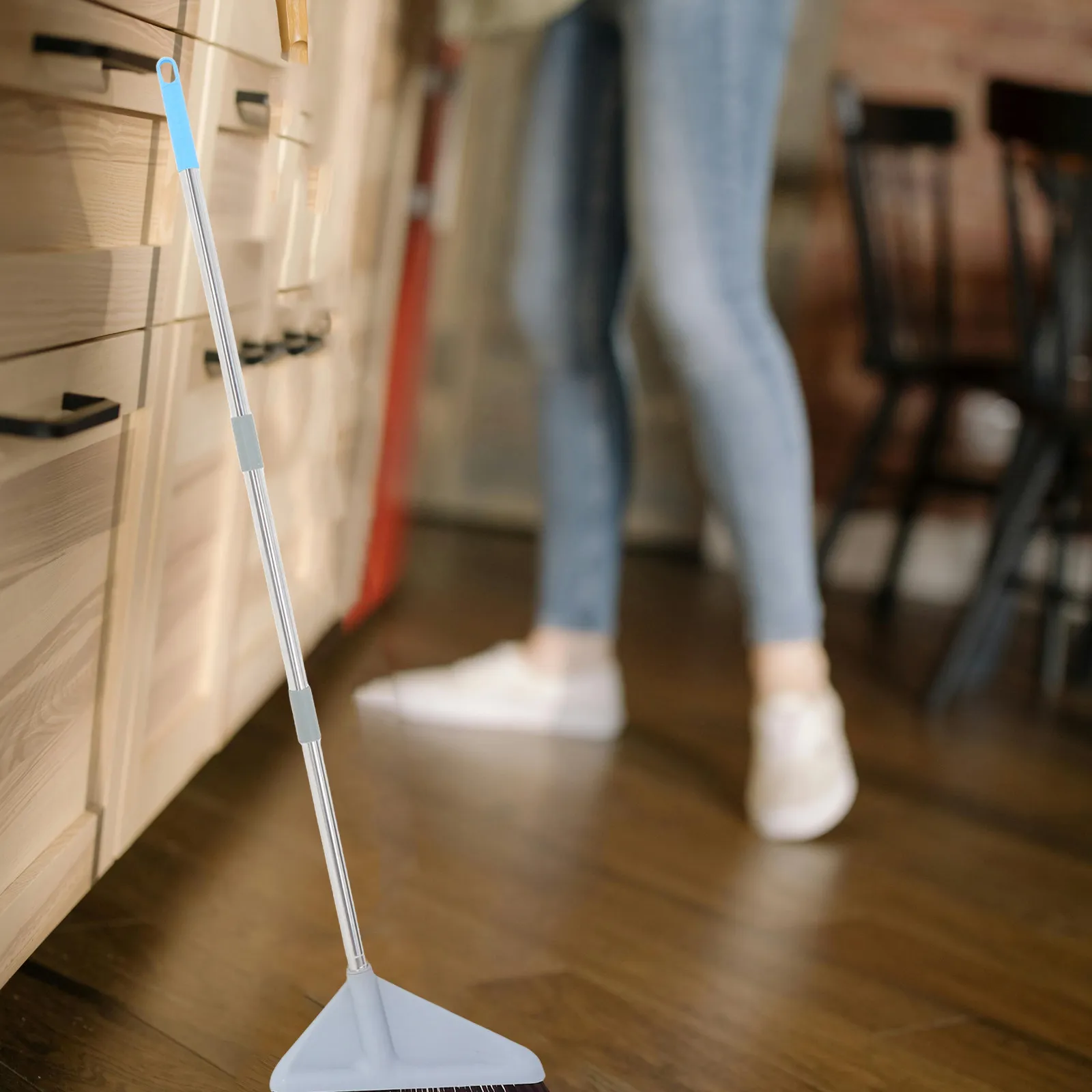 Three Section Stainless Steel Mop Handle Replacement 1.2m Adjustable Long Handle for Floor Cleaning Mop Stick Broom Accessory