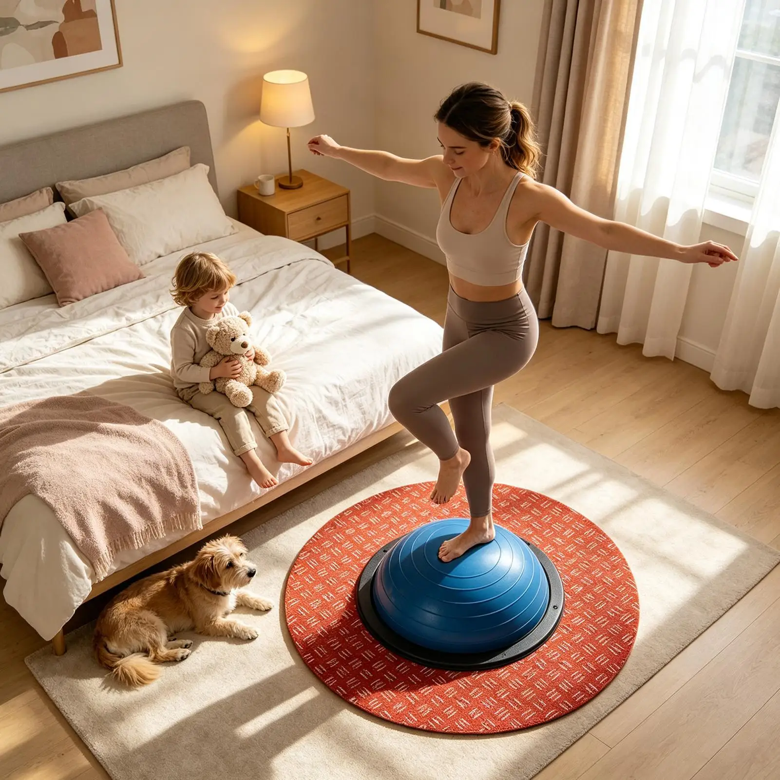Anti-Slip Balance Ball Mat Shock-Absorbing Soundproof Double-Sided Exercise Mat for Stability Training Home Gym Studio