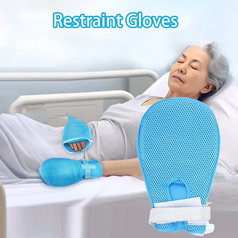 New Hand Control Dementia Anti-Scratch Breathable Wrist Zipper Style Fixation Restraint Gloves Wrist Strap For Patients Elder