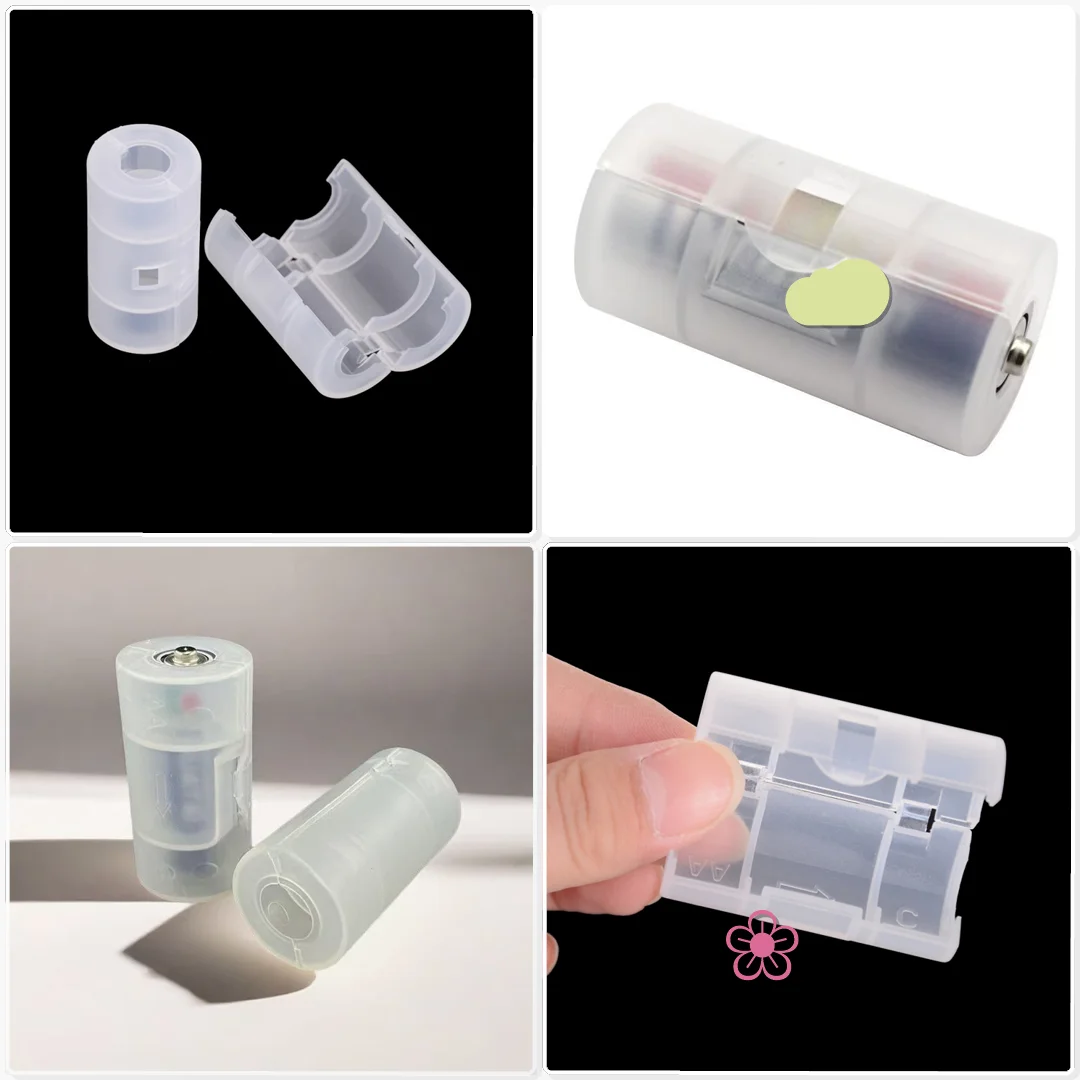 4Pcs/Set AA to C Size Battery Adapter Converter Holder And Storage Case