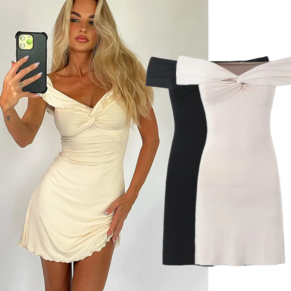 

Dave&Di Fashion Girls Mini Dress Women Sexy One Shoulder Sheath Dress For Summer