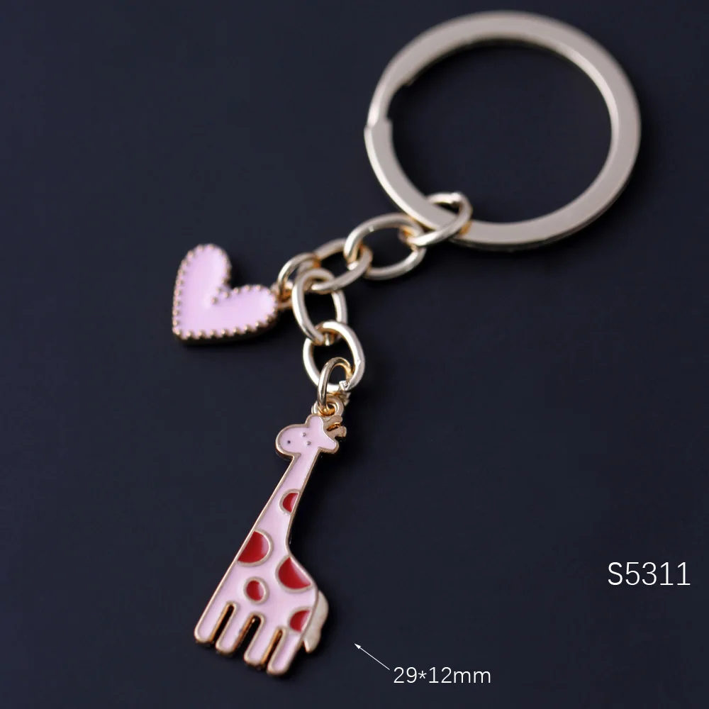 Cute Giraffe Keychain For Women Bag Key Chain Colorful Enamel Pendant Accessory Jewelry Christmas Friends Gifts