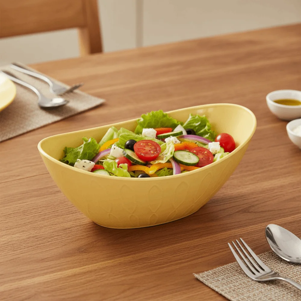 2PCS Kitchen Tableware Plastic Ingot Shape Salad Bowl Large Capacity Drop-proof Snack Bowl Thickened Preparing-food Bowl Nut