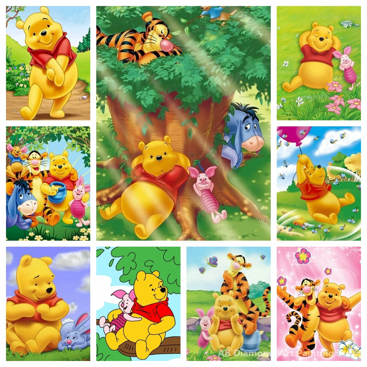 

Winnie the Pooh 5D DIY AB Diamond Painting Cross Stitch Disney Cute Art Cartoon Mosaic Embroidery Home Decoration Children Gift