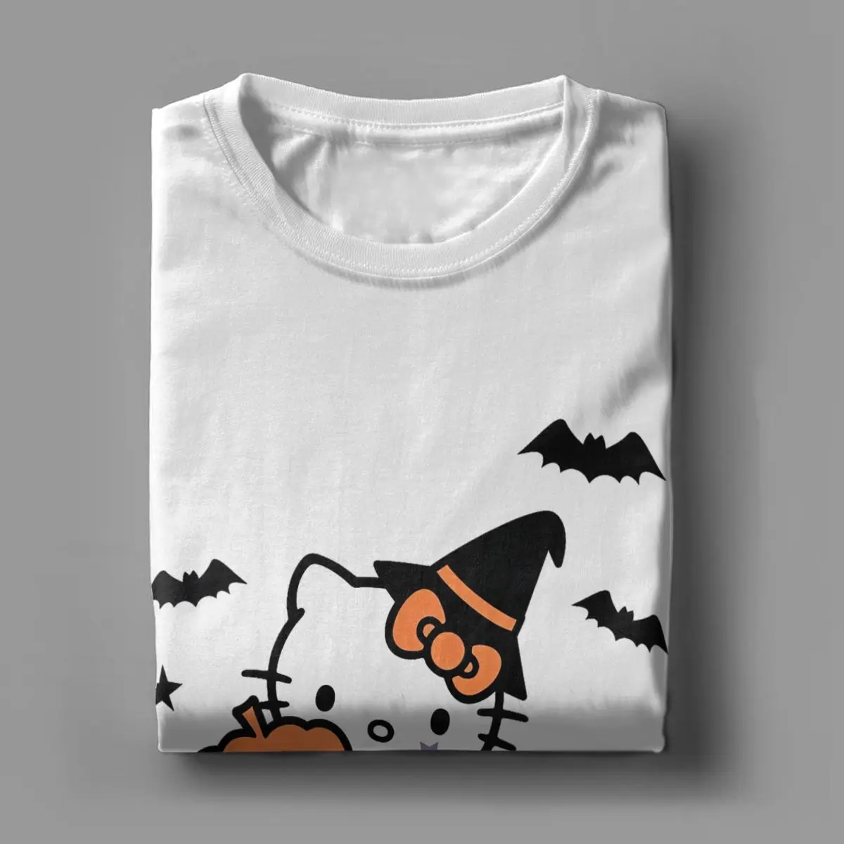 Hello Kitty Trick Or Treat Halloween Men\'s T Shirts Hipster Tees Short Sleeve O Neck T-Shirts Cotton Graphic Clothes