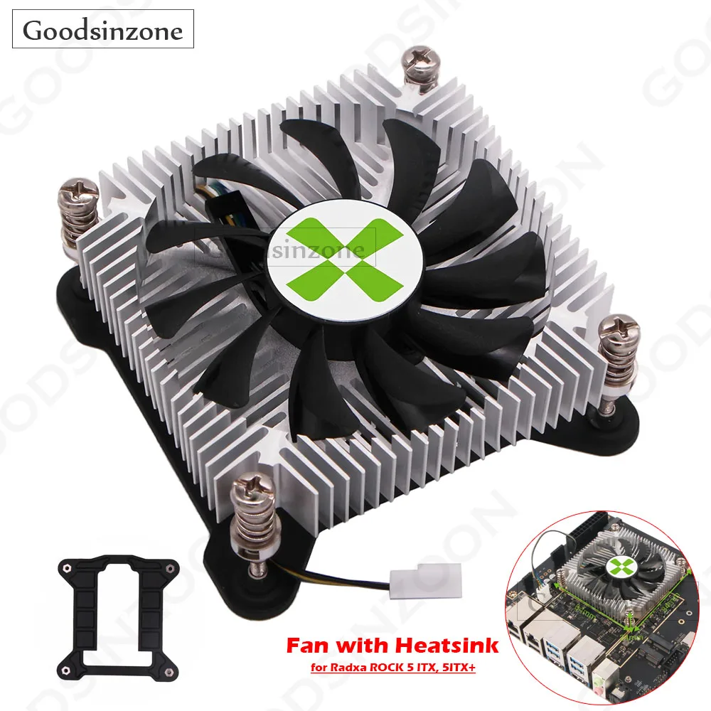 Radxa ROCK 5 ITX, 5ITX+ Active Cooling Kit - PWM Aluminum Heatsink & Fan Backplane for Silent PC Builds