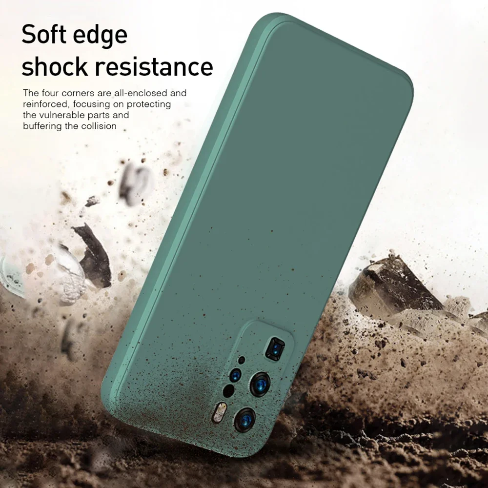 Original Square Liquid Silicone Cases for Huawei P10 P20 P30 P40 Pro Plus Lite 4G 5G Camera Protection Cute Phone Covers P40Pro - view 3
