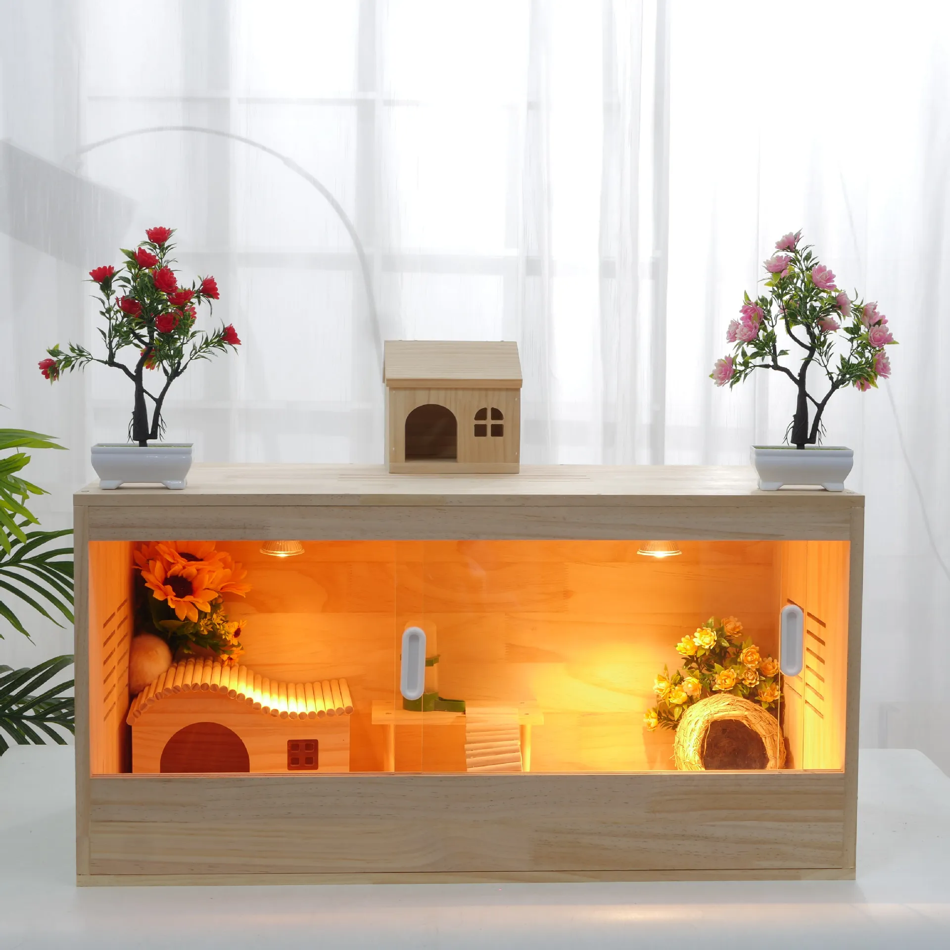 Wooden rutin chicken breeding box with flip cover, transparent rutin chicken hamster breeding box, rutin chicken box