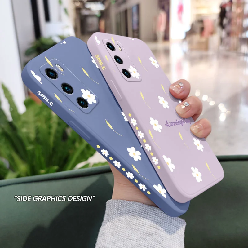 

Small Chrysanthemum Phone Case For Huawei P40 P50 P30 P20 Pro Lite Nova 5t Y7A Mate 40 30 20 Pro Lite Liquid Silicone Cover