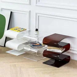 Nordic Transparent Book Shelf Acrylic Personality Side Table Living Room Small Bookshelf Magazine Rack etagere furniture