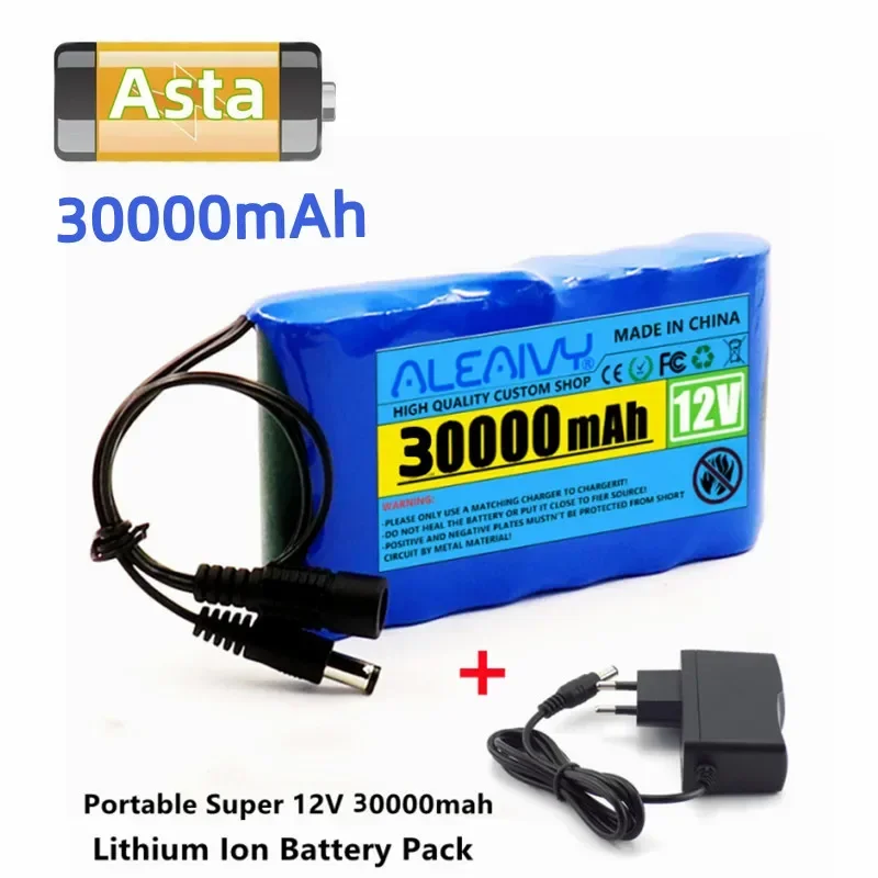 Rechargeable Battery 12V 30000mah Lithium Battery Pack Capacity DC 12.6V 30Ah CCTV Cam Monitor with Charger