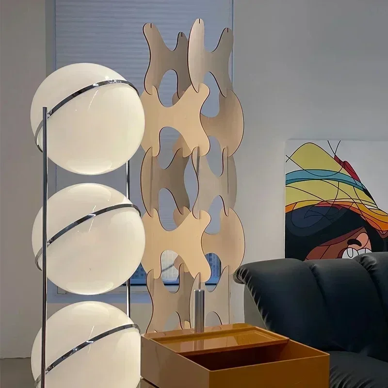 2026 Modern Creative LED Floor Lamp Chrome Metal White Acrylic Ball Lights Art Lighting Living Dining Room Bedroom Home Decor