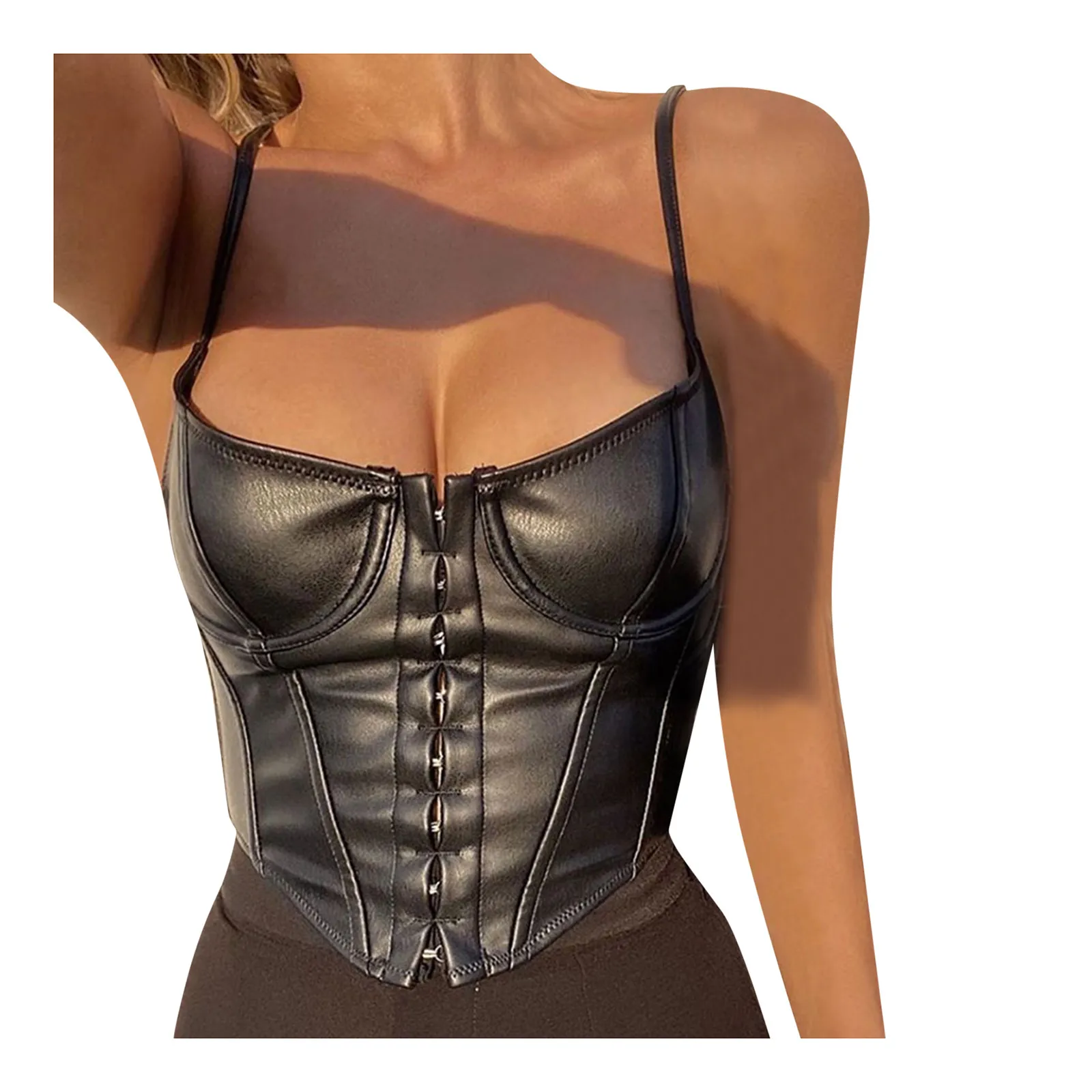 2024 Fashion Women Summer Corset Sexy Low-cut Bustier Sling Crop Top Skinny Slim Push Up Vest Camisole for Vacation Club Party