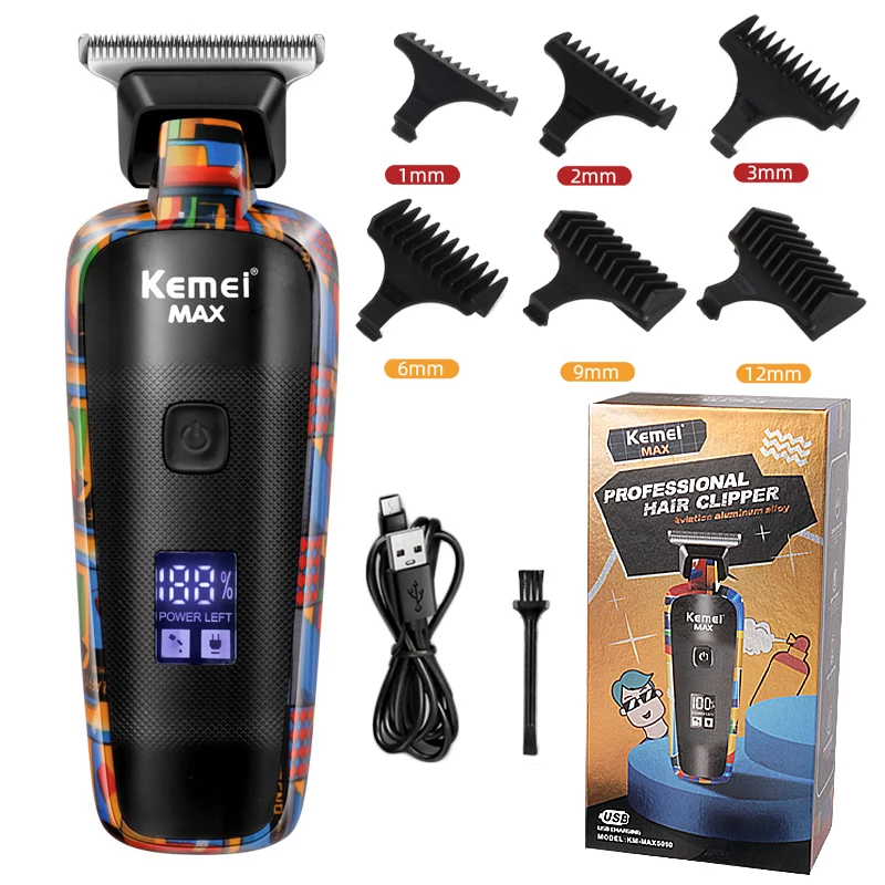 

Kemei Men's Haircut Machine Rechargeable Electric Shaver Trimmer for Men Graffiti Artistic Professional Hair Clipper KM-MAX5090