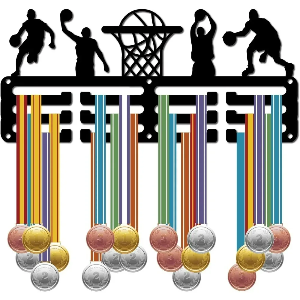 Basketball Medal Holder Medal Hanger Rack Display Hanging Awards Wall Mounted Room Decor 3 Lines Design Hold making kit
