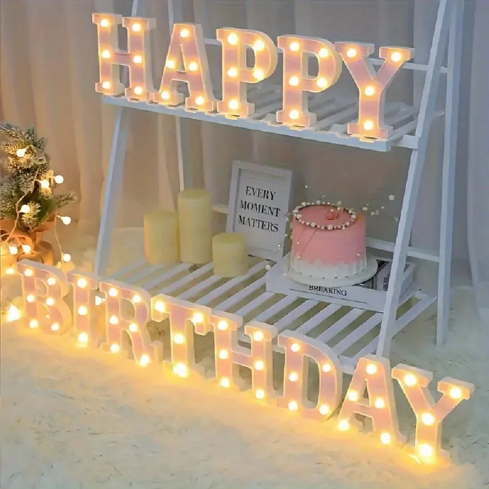 1PC 16cm Pink Glitter LED Letter&Number Lights Battery Powered Decorative Lights For Wedding,Proposal,Birthday,Party,Photo Props