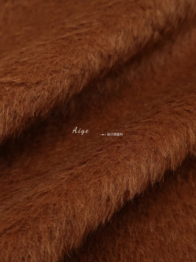 

Caramel Brown Sully Long Hair Smooth Wool Fabric for DIY Coat Cloak Autumn Winter Set No Elasticity Soft Cloth Diy Sew Material