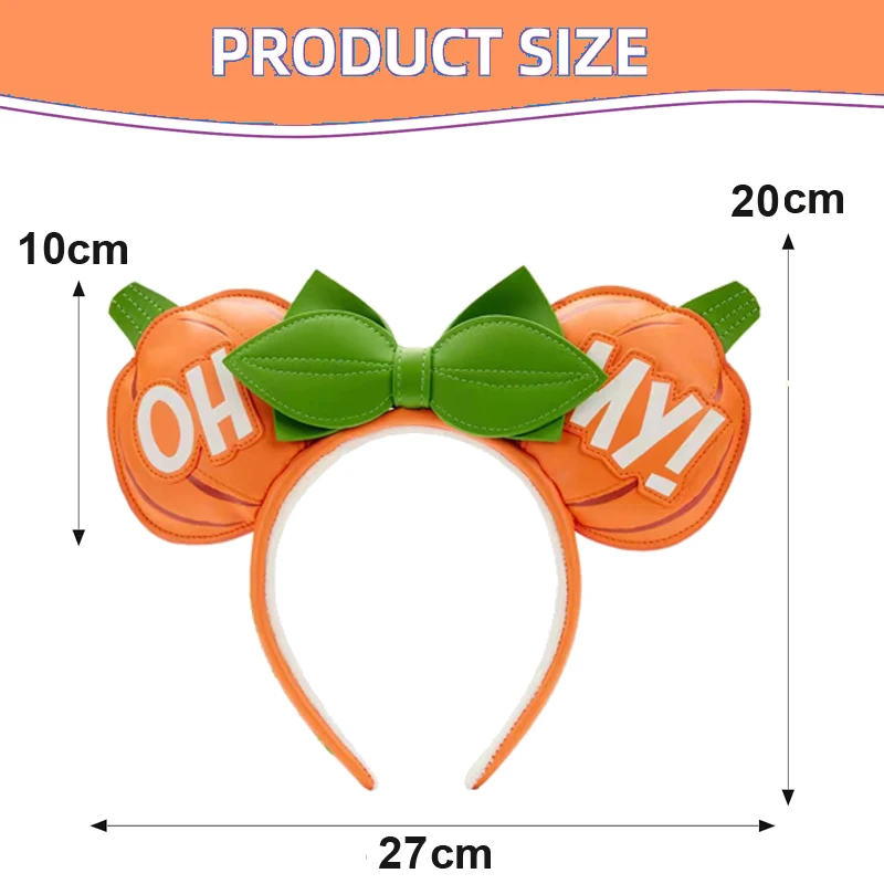 2024 Disney Mickey Ears Stirnband Feuerwerk Stirnband mit Jack Pumpkin King Cosplay Haarband Disneyland Buchstaben Stirnband Geschenk