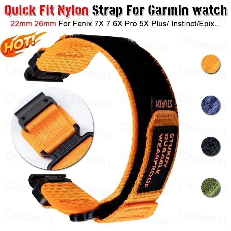 22Mm 26Mm For Garmin Nylon Strap For Fenix6X Pro 5 5X Plus 7X 6 Quick Release W…
