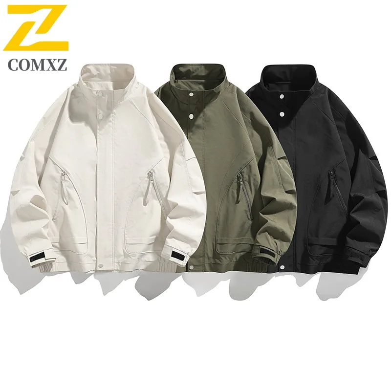 

COMXZ 2025 Mens Jacket Minimalist Lightweight Windproof Outdoor Camping Travel Trendy Outerwear Athleisure High Quality Jackets