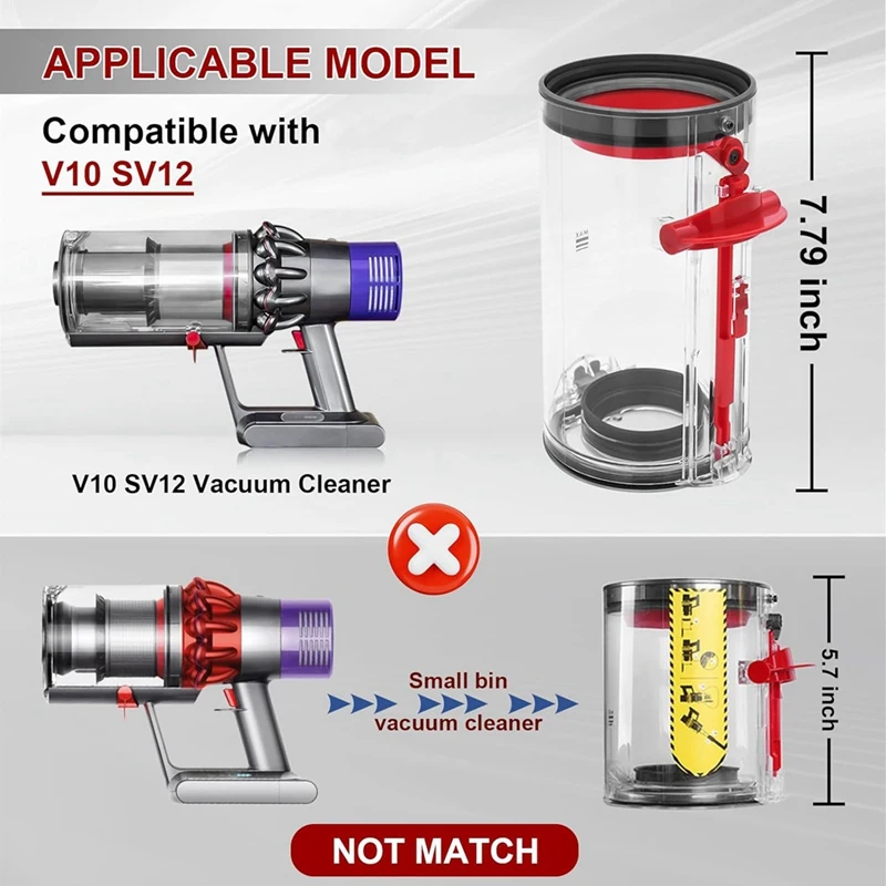 استبدال صندوق الغبار لـ Dyson V10 SV12 استبدال علبة المكنسة الكهربائية لجزء صندوق كبير رقم. 969509 -01