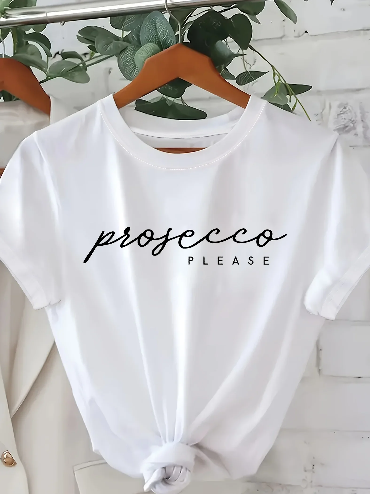 Prosecco imprimé femmes col rond T-Shirt été confortable femmes graphique décontracté col rond à manches courtes T-Shirt femmes vêtements