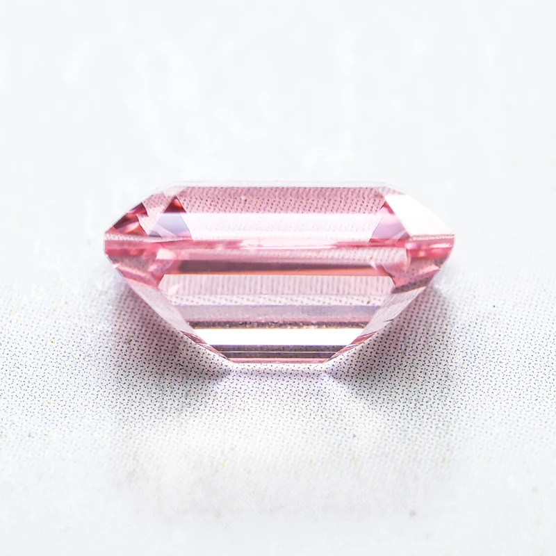 Laborgezüchteter Padparadscha-Edelstein in Lotusrot, Smaragdschliff, für DIY-Ringe, Halsketten und Ohrringe, Hauptmaterialien mit Zertifikat – Detail 3