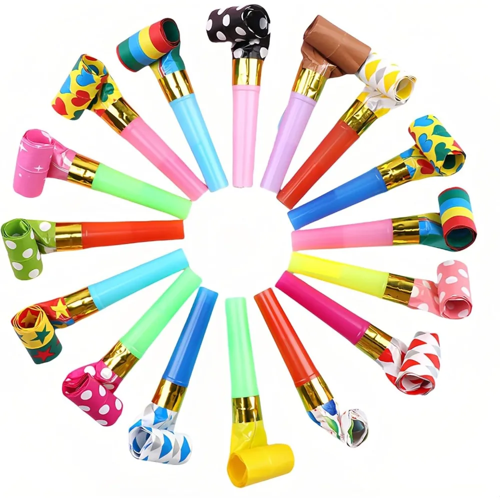 

30-Pack Colorful Party Blowouts Noise Makers - Squawker Horns for Birthday, Wedding, New Year, Graduation