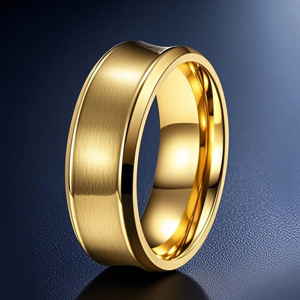 

AETEEY Gold Brushed Titanium Steel Ring Minimalist Band Non-fading Jewelry