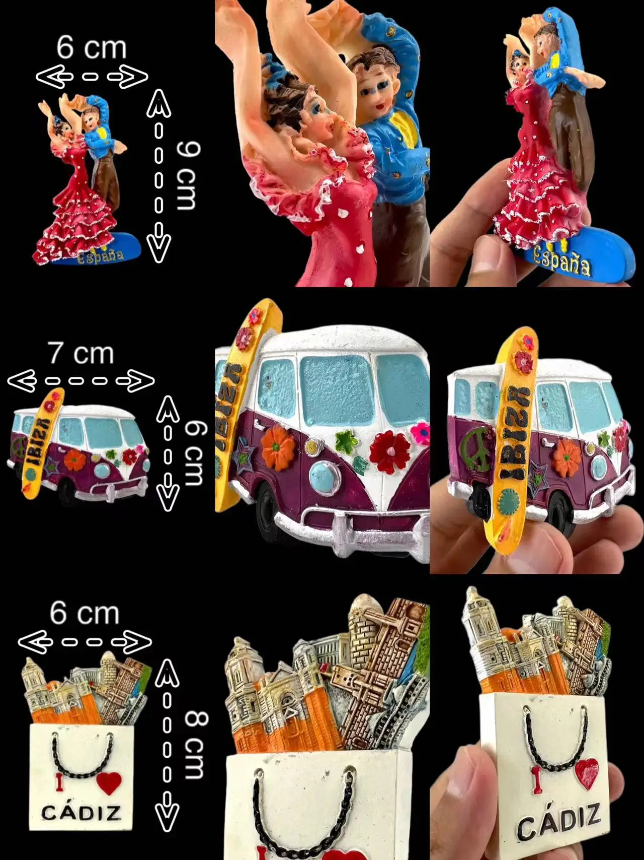 All Over Spain Fridge Magnets Ibiza Covadonga Flamenco Dance Andalusia Travel 3D Memorial Magnetic Refrigerator Stickers Gift