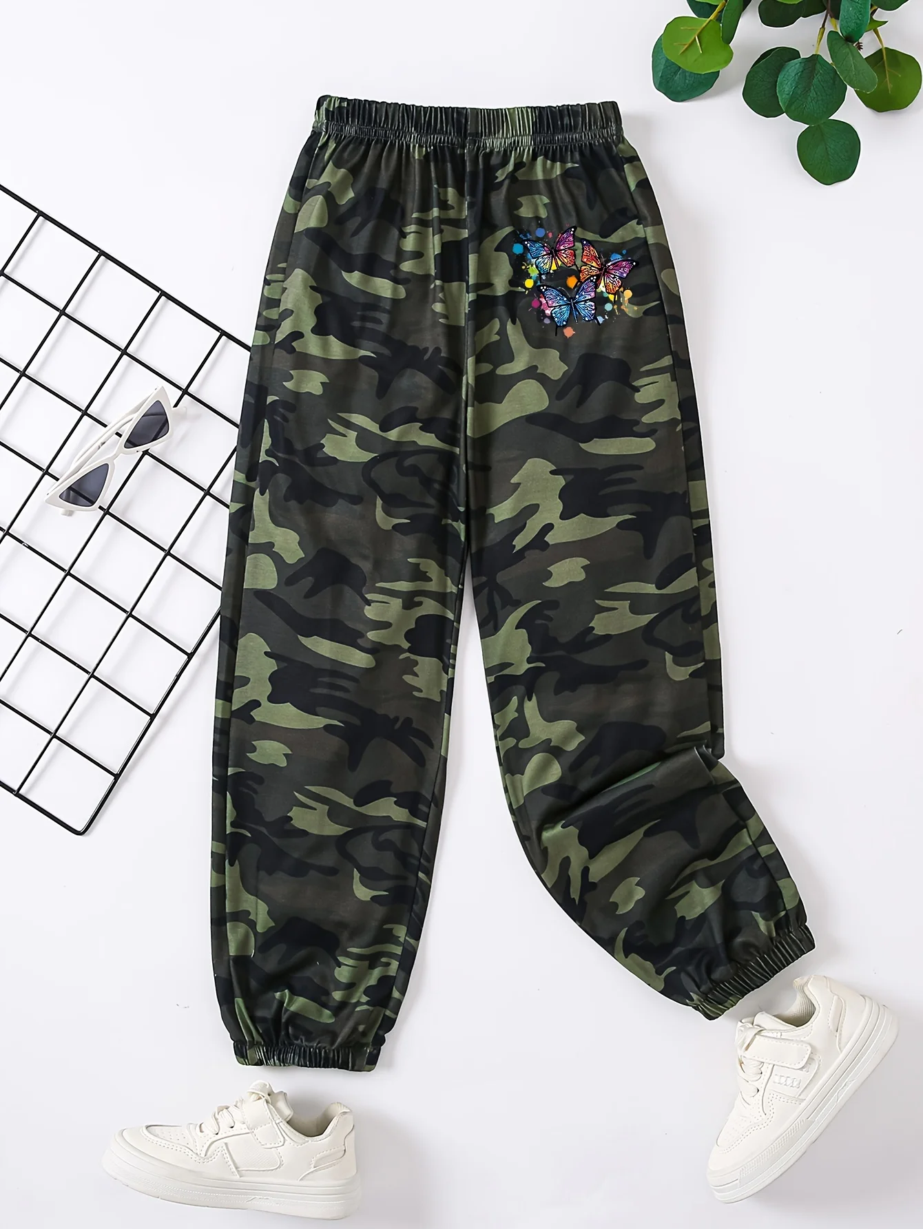 Spring/summer new casual cool girls pattern print spring/autumn casual camouflage elastic leg pants