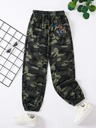 Spring/summer new casual cool girls pattern print spring/autumn casual camouflage elastic leg pants