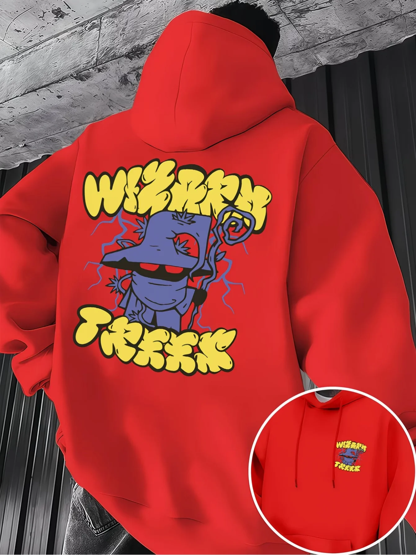 Cartoon Wizard Graffiti Hoodie Men Street Art Bubble Text Graphic Pullover Hooded Sweatshirt Sport Autumn Winter Casual swag Top