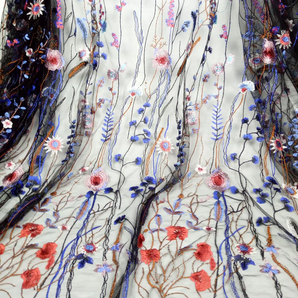 Embroidered Aquatic Plant Lace Fabric 3D Floral Tulle Mesh per Yard for Couture Wedding Dress Runway Costume Skirt Embellishment view 3