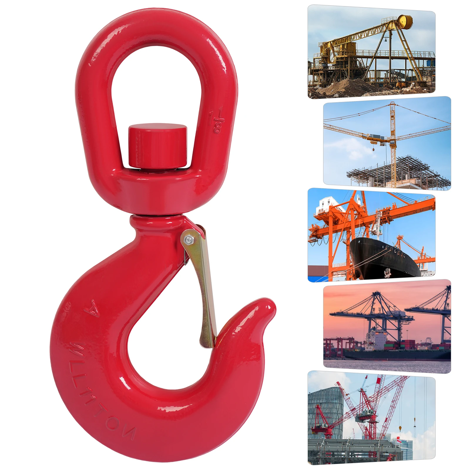 11T Locking Swivel Hook Lifting Hook with Safety Latch 360° Rotating Safety Latch 24250LB Capacity for Heavy Lifting