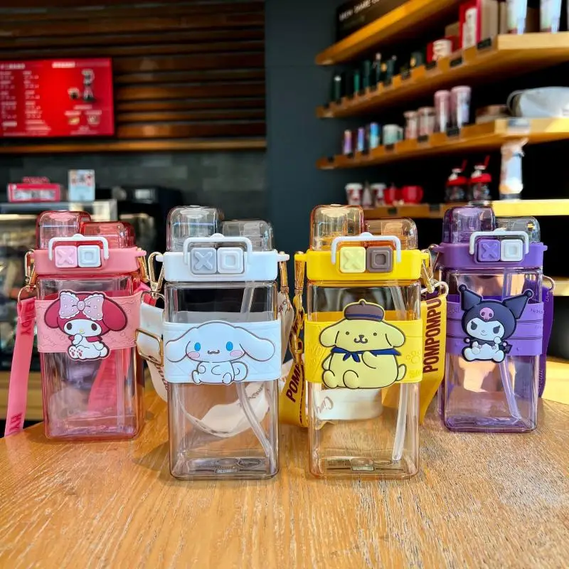 

Kawaii Sanrio Anime Hello Kitty Water Cup Cute Kuromi Summer High-Capacity Straw Cup Cartoon Cinnamoroll Double Drink Cup Gift