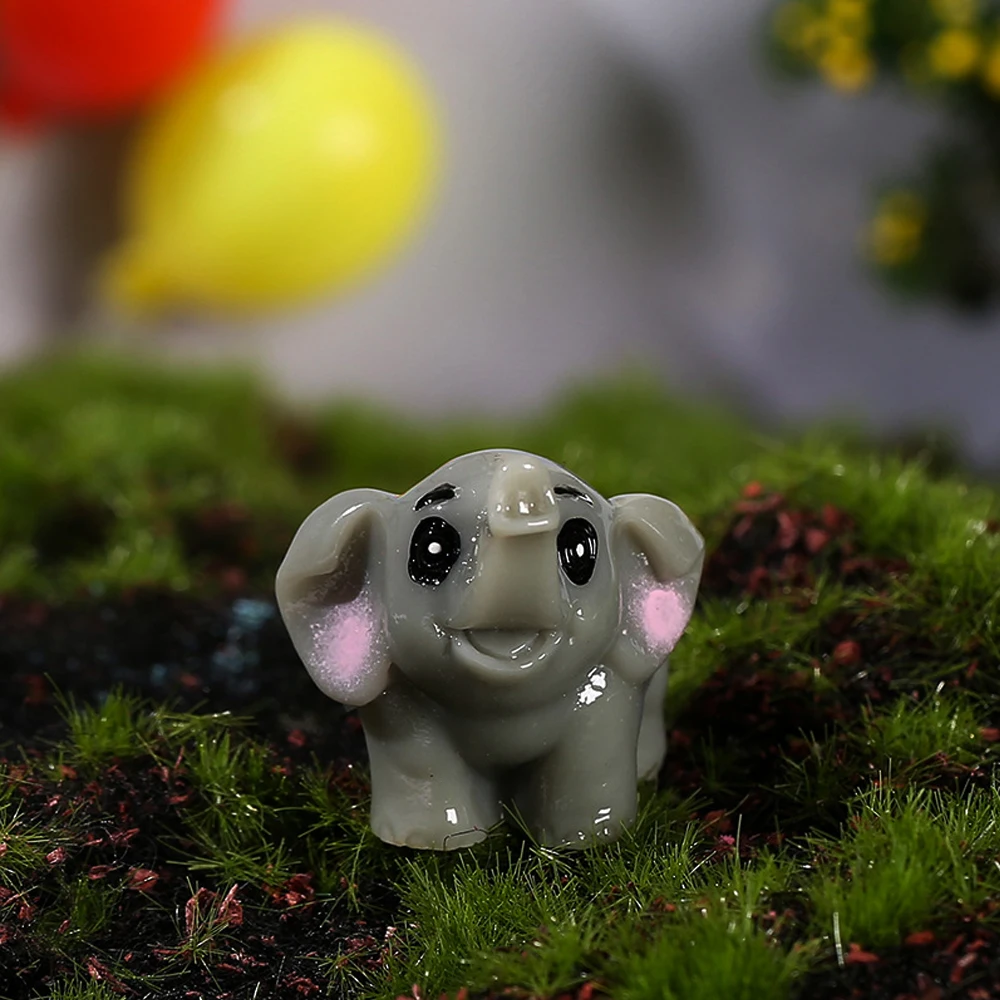 5Pcs Mini Elephant Animal Miniature, Resin Figures Fairy Garden Accessories, Micro Landscape Dollhouse DIY Craft Decoration