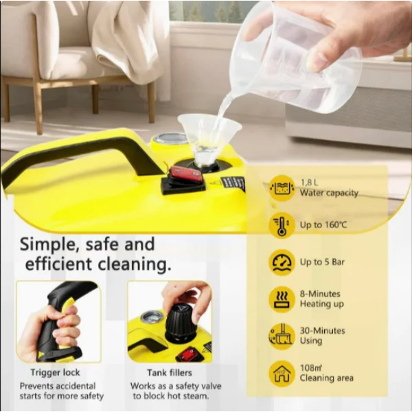 Professional Handheld Multifunctional High Pressure Carpet Automotive High Heat Portable Pulitore a Vapore Steam Vacuum Cleaner