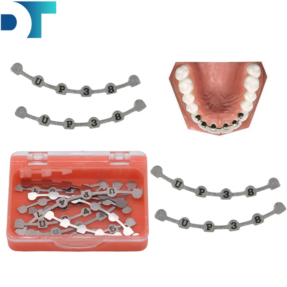 2pcs/Bag Orthodontic Lingual Retainers Bonding Splints with Mark Mesh Base U38-47/L29-37 Dentista Materials Lingual Buttons