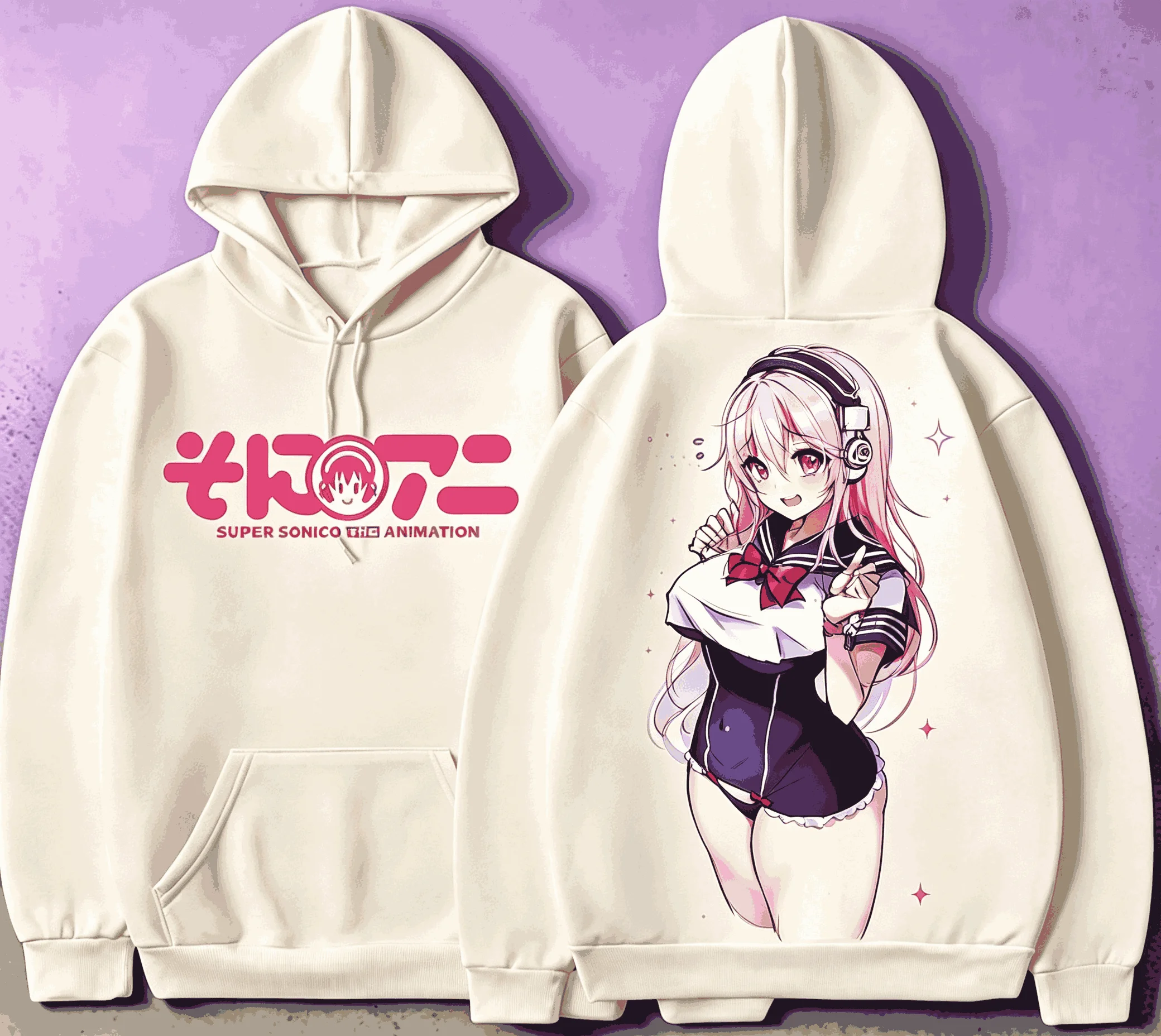 Super Sonico Neutral Men's and Women's Fashion Hip Hop Oversized Unisex hoodies sweatshirt Sports Graphic Comfortable Couples
