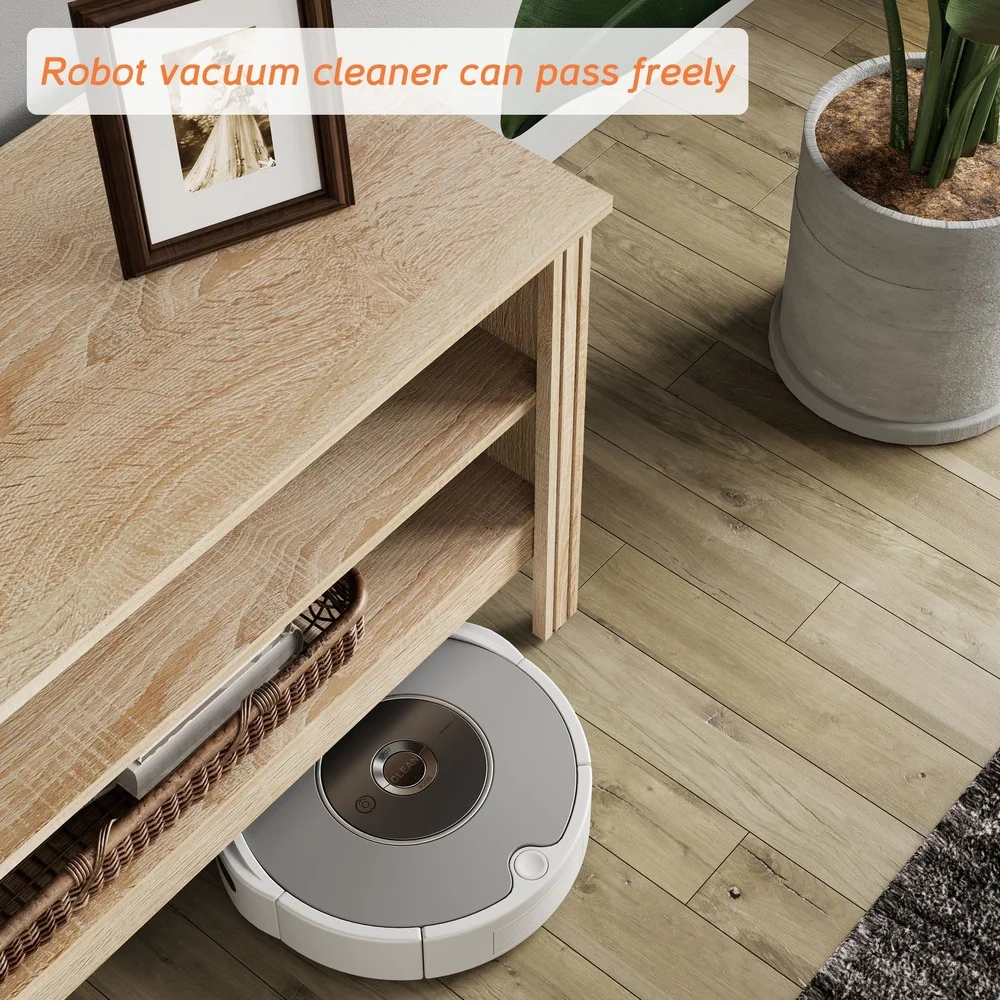 70 Inch TV Stand TVs Up to 75 Inch Media Console with Open Shelves Oak Wood Grain Entertainment Center Storage Table