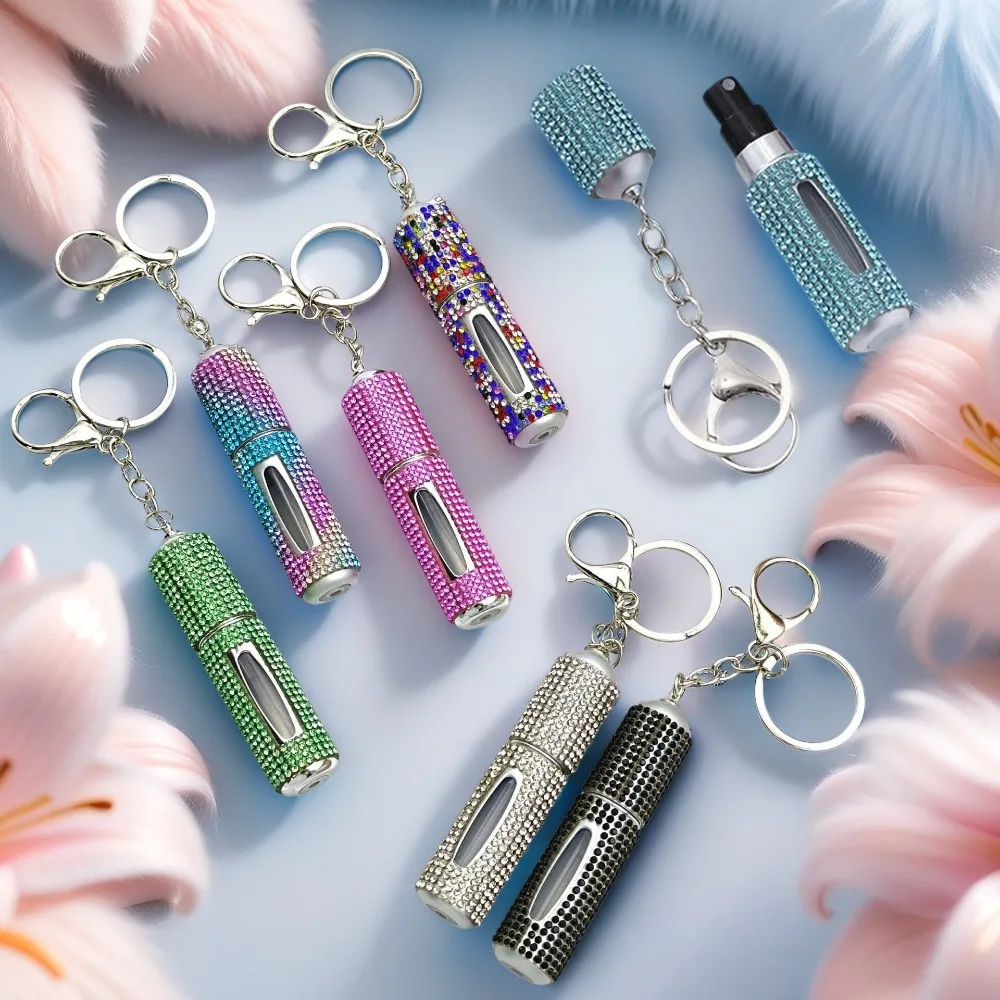 Creative Perfume Sub Bottle Keychain Small Exquisite Fashion Perfume Spray Bottle Keyring Women's Portable Bag Pendant DIY Gift