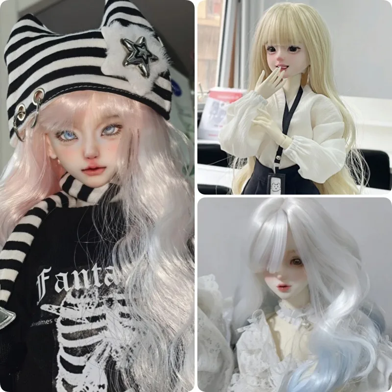 

1/3 1/4 1/6 BJD Doll Wigs Curly Wool Hair with Straight Bangs Replaceable Hair Accessories for Ball Jointed Dolls