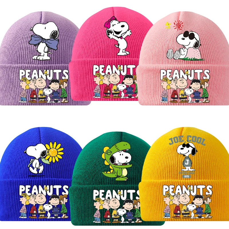 

Snoopys Baby Windproof Knited Hat Outdoors Comfortable Winter Warm Brimless Beanie Casuals Beanie Cartoon Wool Bonnet Infant Cap